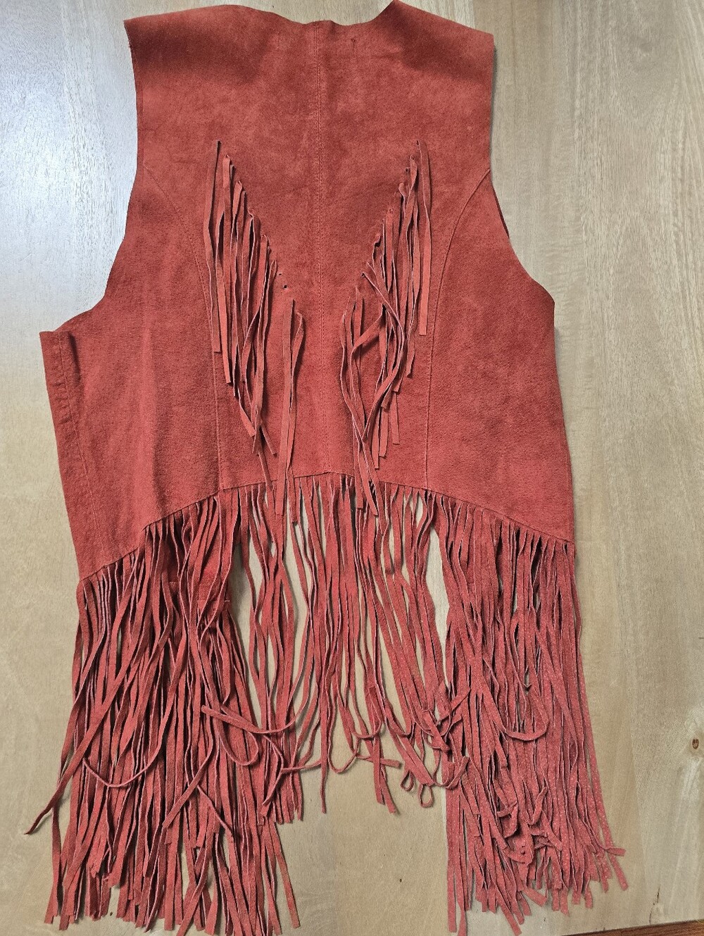 Forever 21 Genuine Suede Fringe Vest - Burnt Orange Western Boho - Size L - Picture 2 of 12